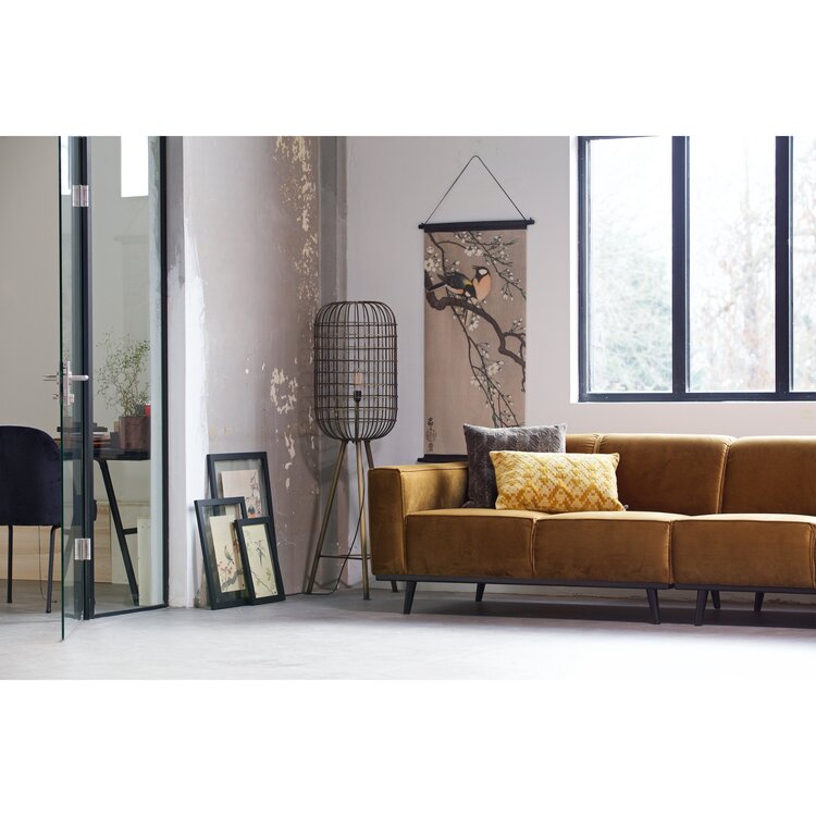 WOOOD BePureHome | 4-zits bank Statement fluweel honing geel 280cm