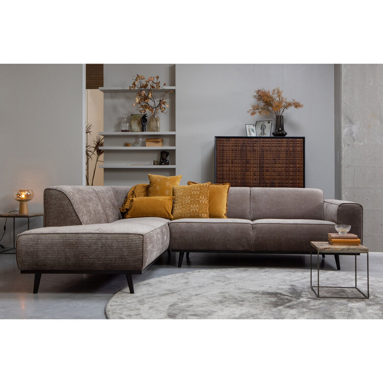 WOOOD BePureHome | Hoekbank links Statement platte brede rib taupe
