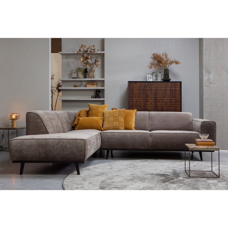Be Pure Home BePureHome | Statement hoekbank links platte brede rib taupe