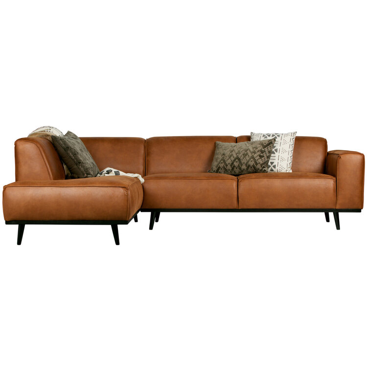 WOOOD BePureHome | Hoekbank links Statement lederlook cognac