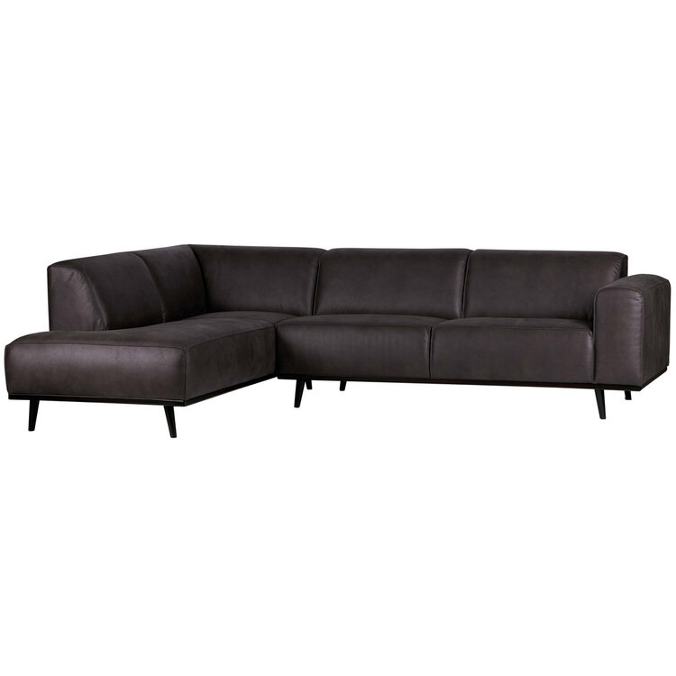 WOOOD BePureHome | Hoekbank links Statement lederlook grijs