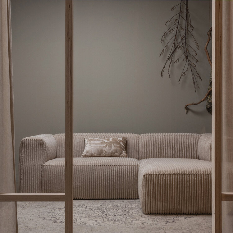 WOOOD. Woood | Bean chaise longue rechts grove ribstof travertin