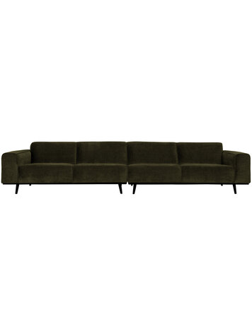 WOOOD BePureHome | XL 4-zits bank Statement platte brede rib warm groen 372cm