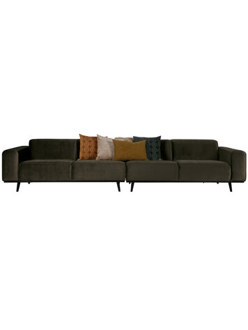 WOOOD BePureHome | XL 4-zits bank Statement fluweel warm groen 372cm