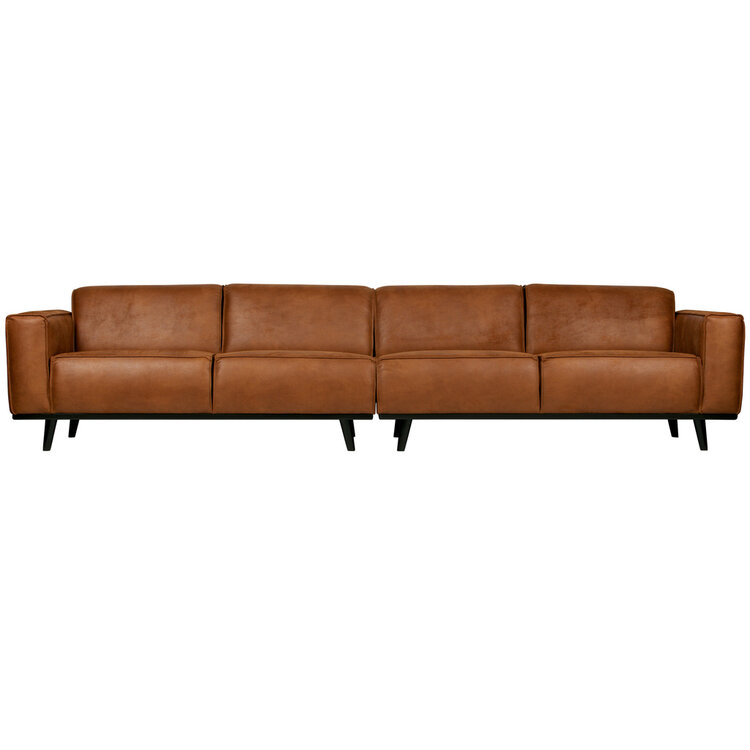 WOOOD BePureHome | XL 4-zits bank Statement lederlook cognac 372cm