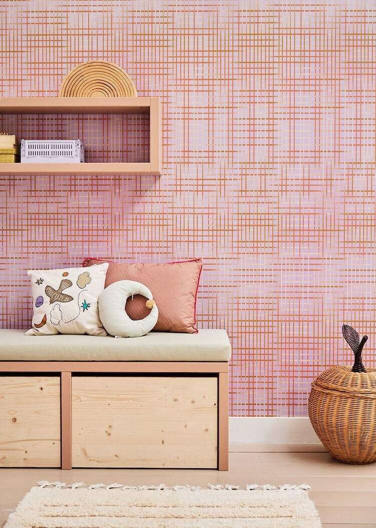 Bibelotte Bibelotte | Behang Grid roze