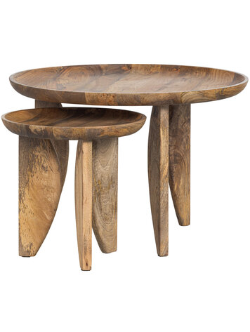 vtwonen vtwonen | Bijzettafels High heels set v 2 mango hout naturel