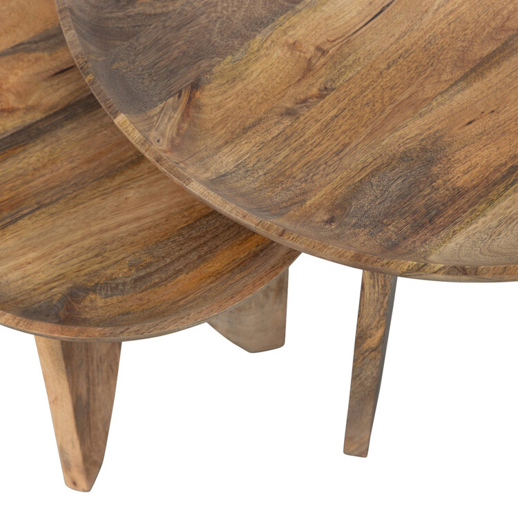 vtwonen vtwonen | Bijzettafels High heels set v 2 mango hout naturel