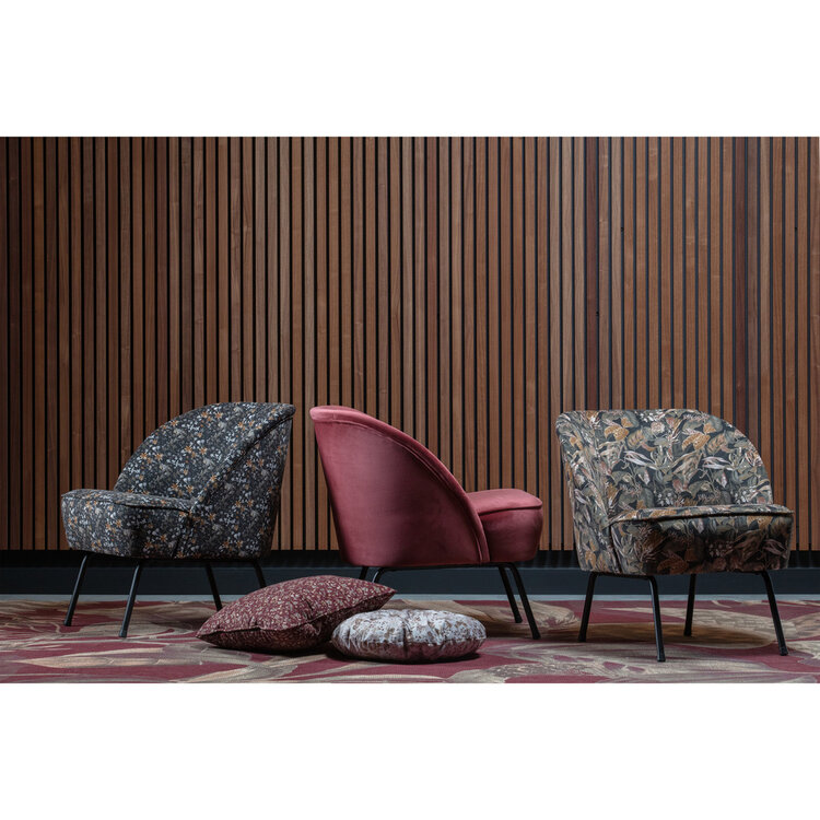 WOOOD BePureHome | Fauteuil Vogue fluweel bouquet zwart