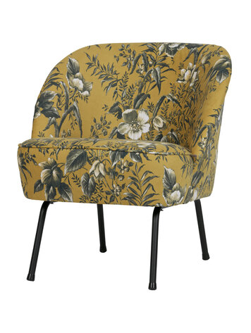 WOOOD BePureHome | Fauteuil Vogue fluweel poppy mosterd