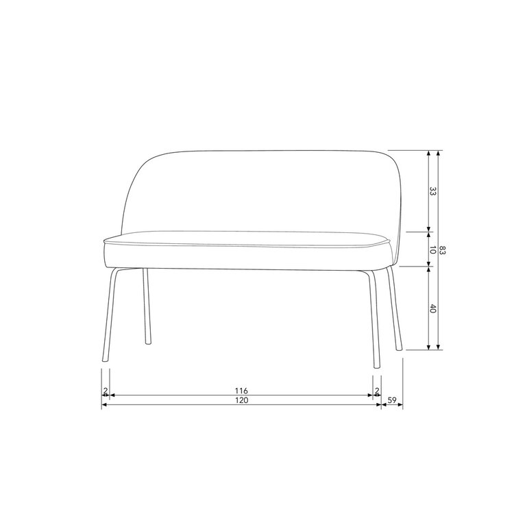 WOOOD BePureHome | Eetbank Vogue fluweel pistache