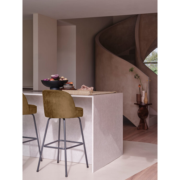 WOOOD BePureHome | Barstoel Vogue 80cm fluweel honing geel