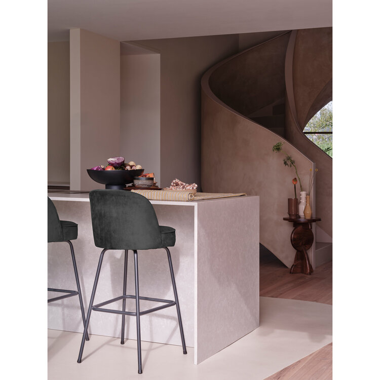 WOOOD BePureHome | Barstoel Vogue 80cm fluweel zwart
