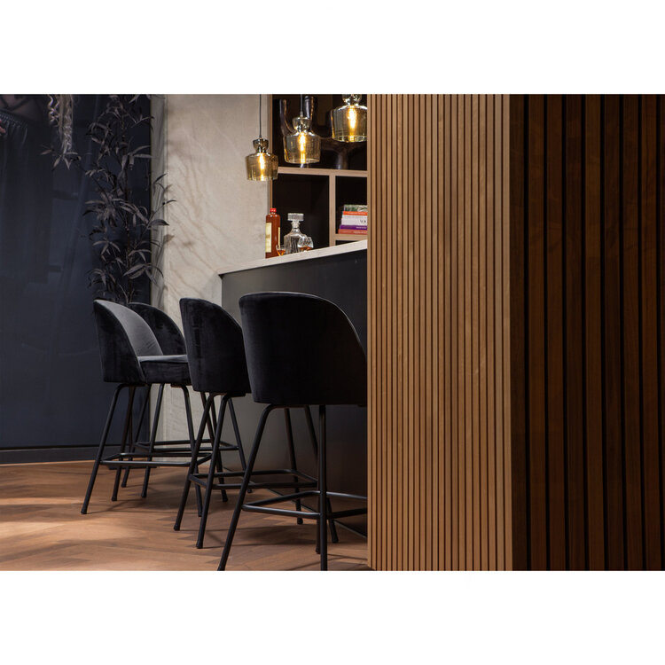 WOOOD BePureHome | Barstoel Vogue 65cm fluweel zwart