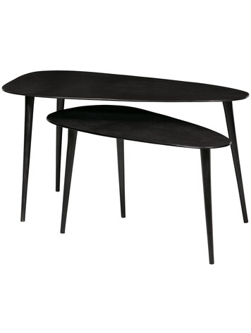 WOOOD BePureHome | Bijzettafels set van 2 Triangle metaal zwart nikkel