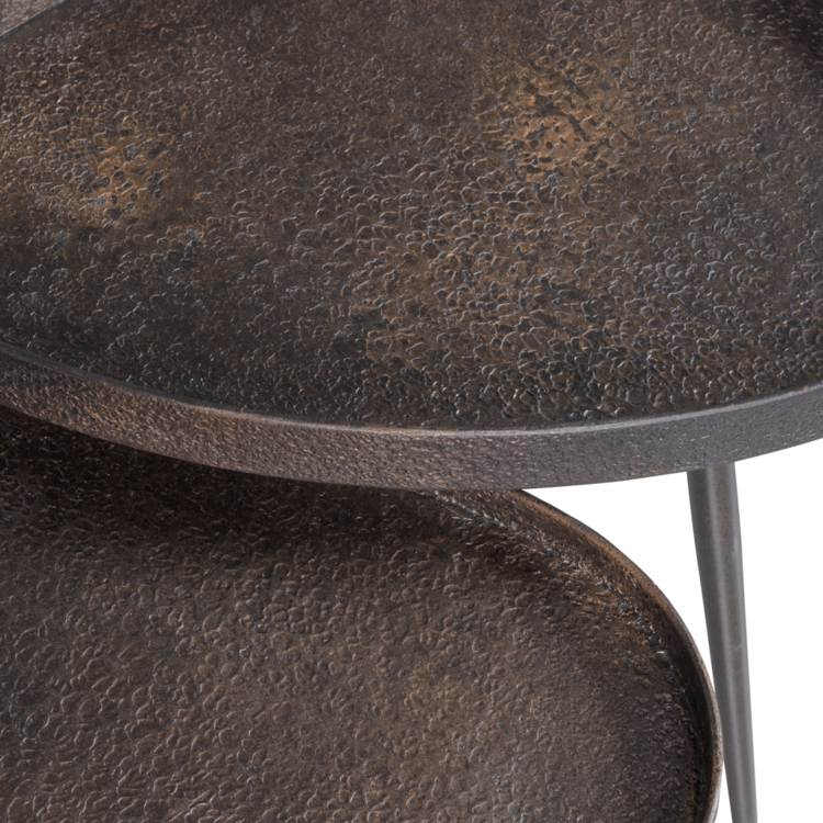 WOOOD BePureHome | Bijzettafels set van 2 Crude antique bronze