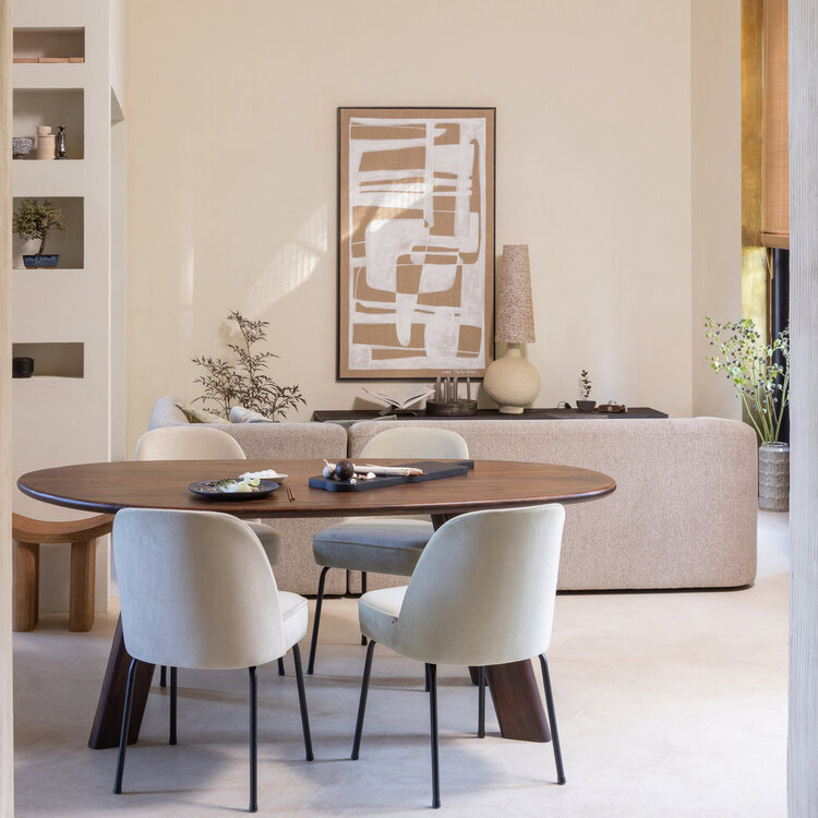 WOOOD BePureHome | Eettafel/bureau Roundly mangohout walnoot 200x100cm