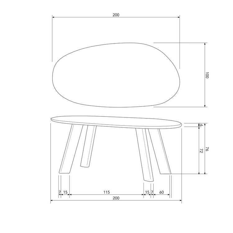 WOOOD BePureHome | Eettafel/bureau Roundly mangohout walnoot 200x100cm