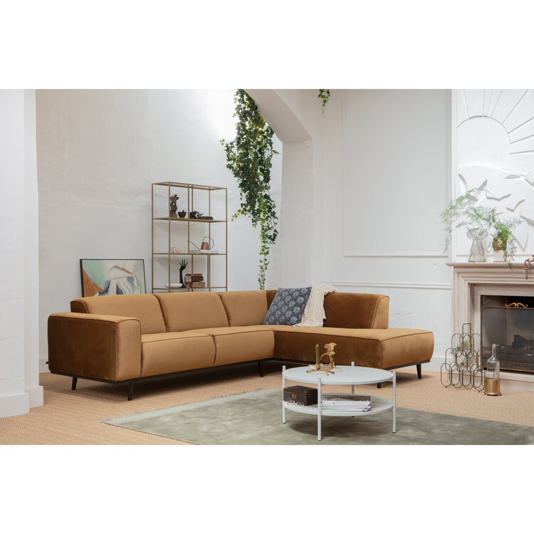 WOOOD BePureHome | Hoekbank rechts Statement fluweel honing geel