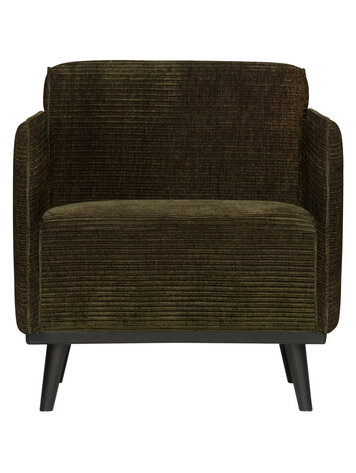 WOOOD BePureHome | Fauteuil met arm Statement brede platte rib warm groen