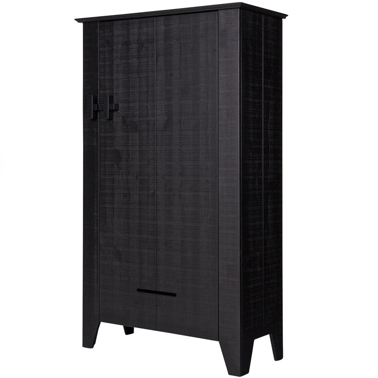 WOOOD. Woood | Boerenkast Gijs bezaagd grenen zwart