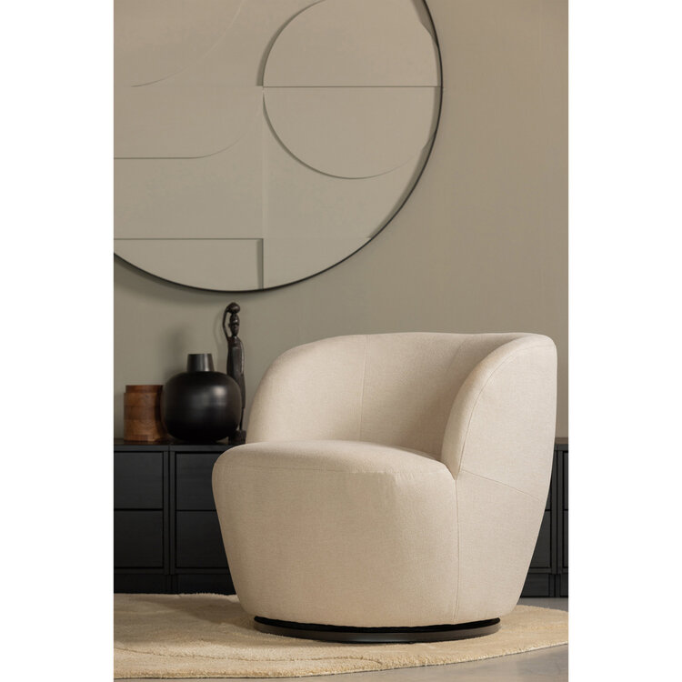 WOOOD. Woood | Serra draaifauteuil geweven stof off white