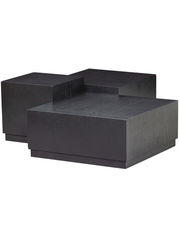 WOOOD. Woood | Set van 3 pim bijzettafels hout zwart