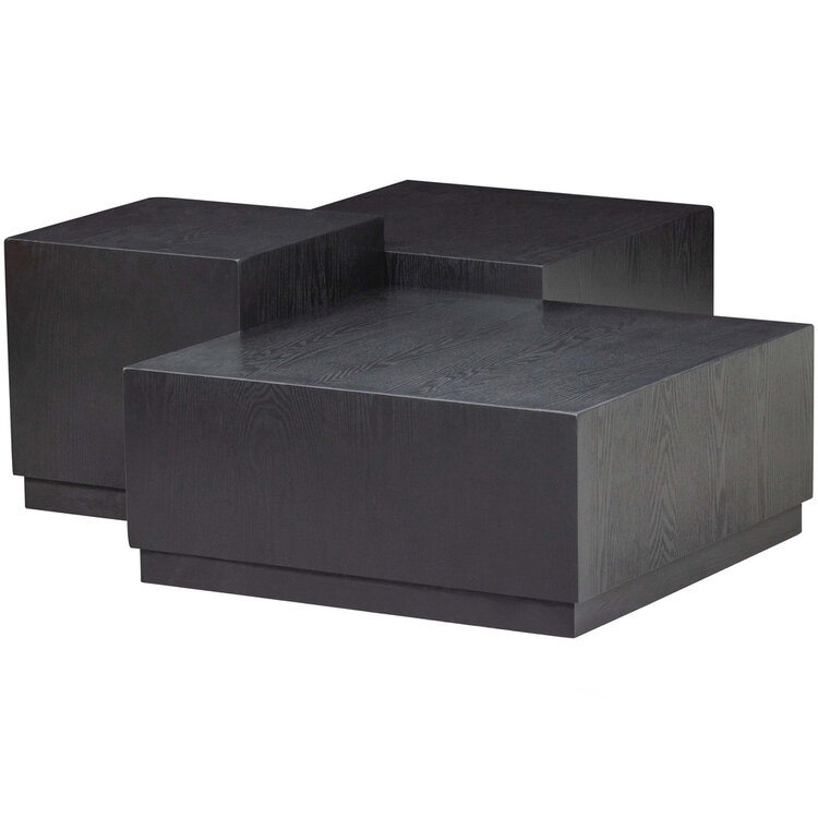 WOOOD. Woood | Set van 3 pim bijzettafels hout zwart