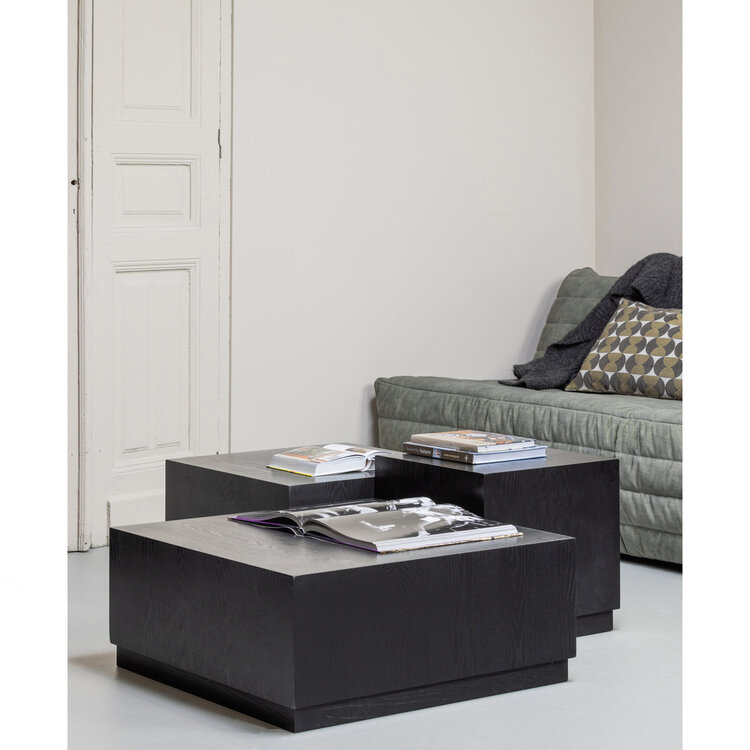WOOOD. Woood | Set van 3 pim bijzettafels hout zwart