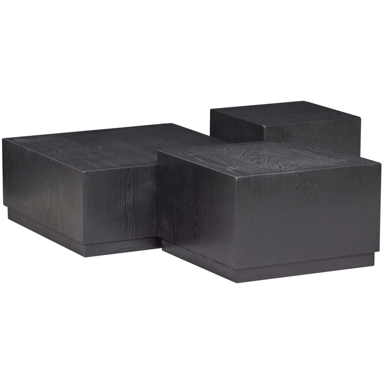 WOOOD. Woood | Set van 3 pim bijzettafels hout zwart