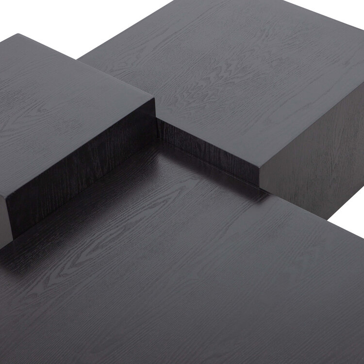 WOOOD. Woood | Set van 3 pim bijzettafels hout zwart