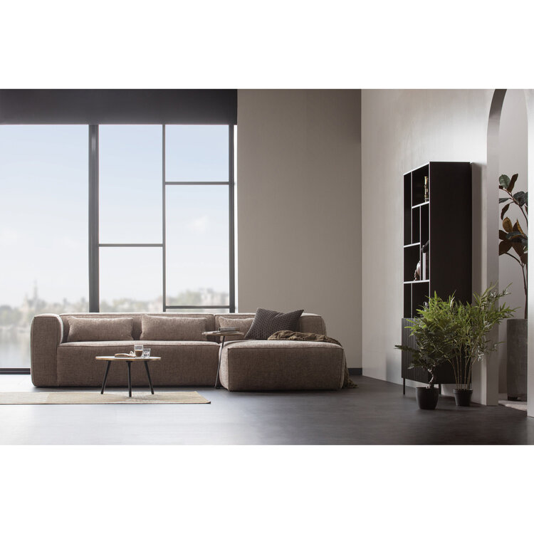 WOOOD. Woood | Bean hoekbank rechts grove melange stof travertin