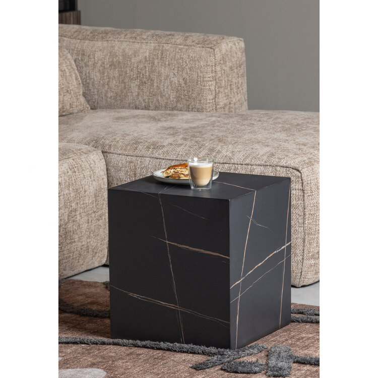 WOOOD. Woood | Bean hoekbank rechts grove melange stof travertin