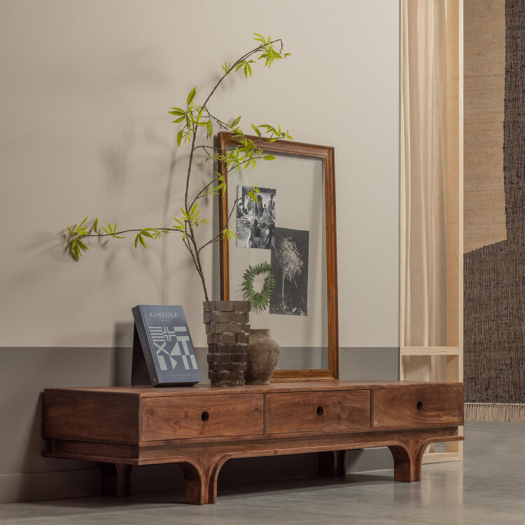 WOOOD. Woood | Staes tv-meubel 3 lades mango hout walnoot