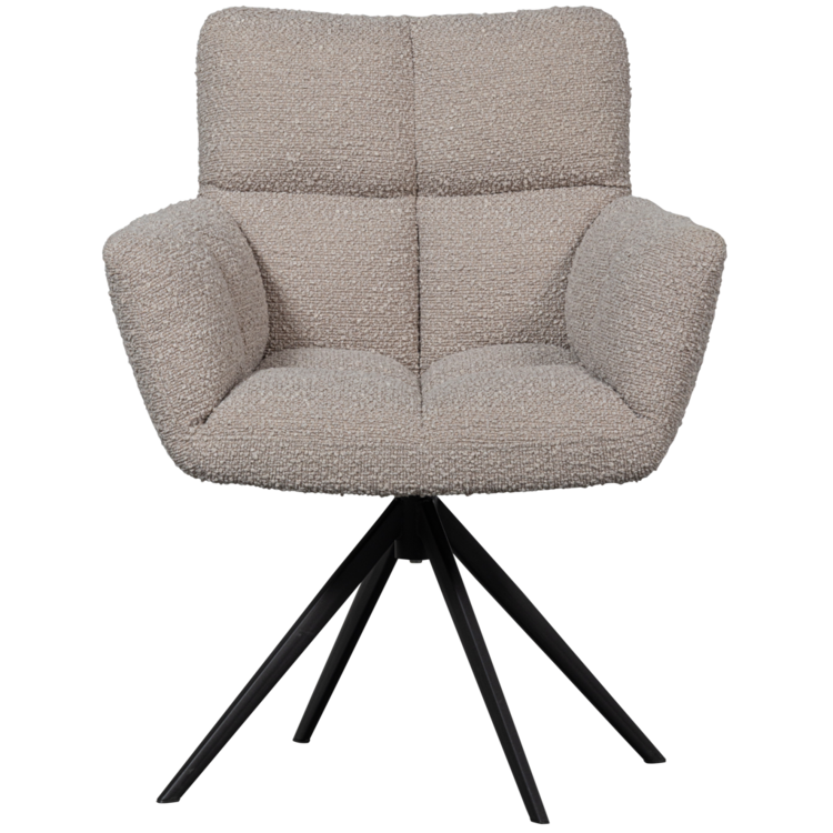 WOOOD. Woood | Vinny draaistoel met armleuning bouclé zand