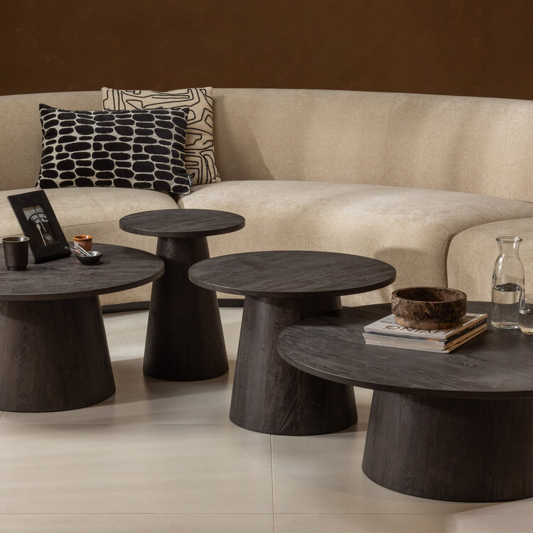 WOOOD. Woood | Maan salontafel mdf donkerbruin 35xØ100 cm