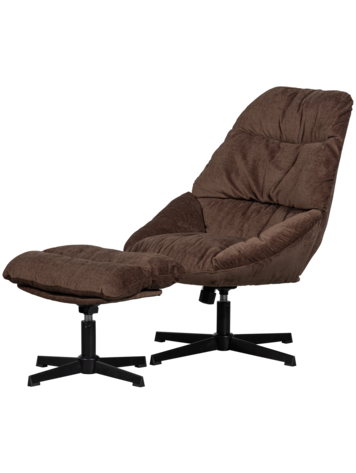 WOOOD. Woood | Yaro draaibare fauteuil met hocker espresso