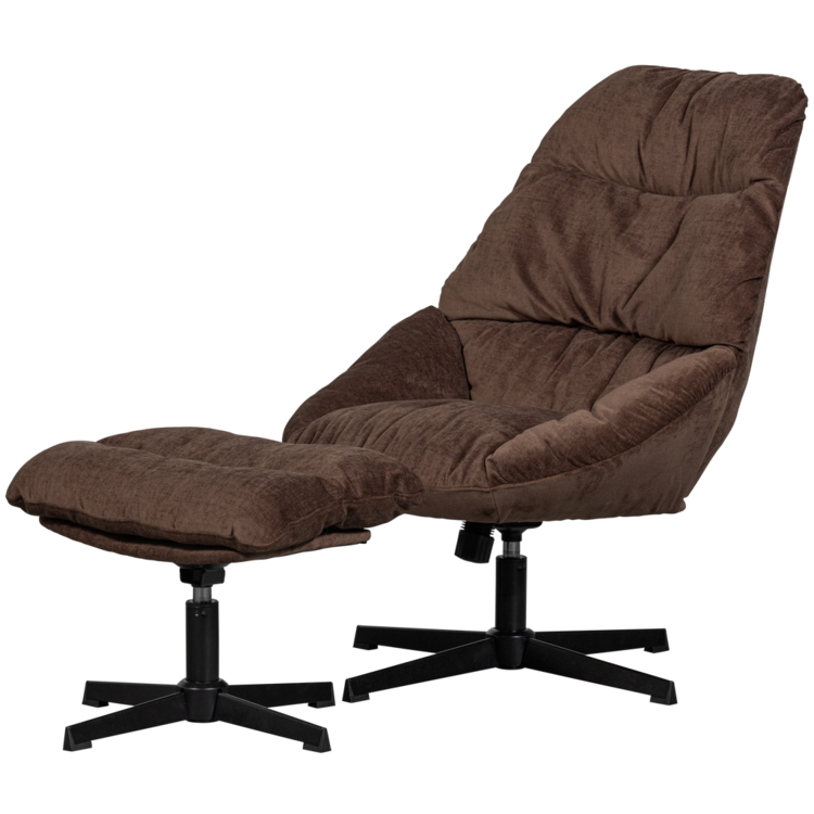WOOOD. Woood | Yaro draaibare fauteuil met hocker espresso