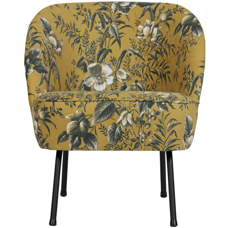 WOOOD BePureHome | Fauteuil Vogue fluweel poppy mosterd