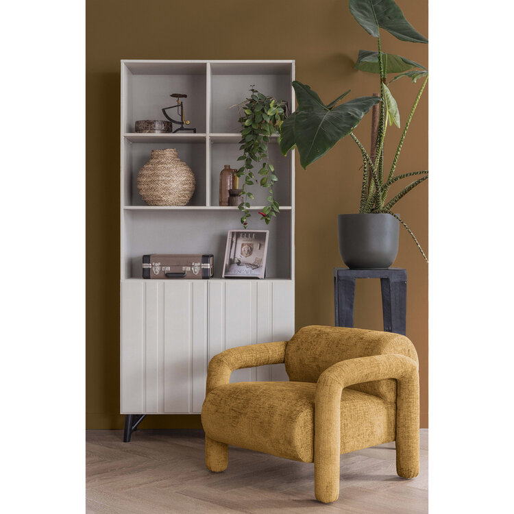 WOOOD. Woood | Lenny fauteuil in grove textuur goud/geel
