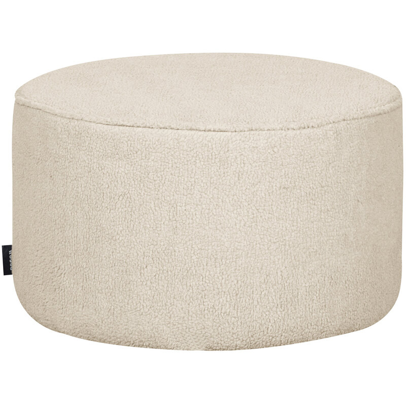 Woood Woood | Poef Sara laag bouclé creme 36xØ60cm