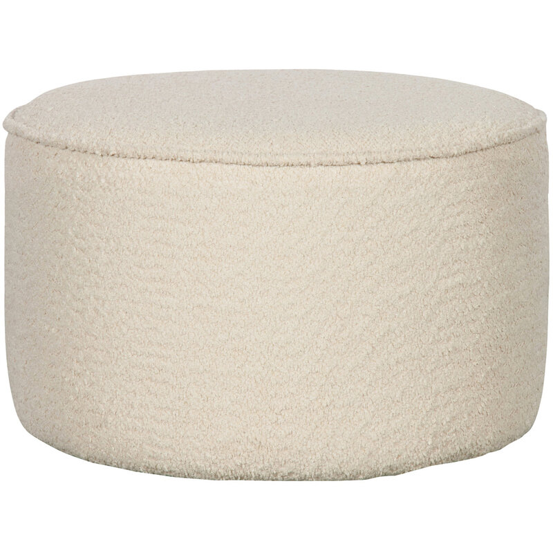 Woood Woood | Poef Sara laag bouclé creme 36xØ60cm