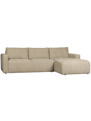 vtwonen vtwonen | Hoekbank rechts bar chaise longue geweven stof zand