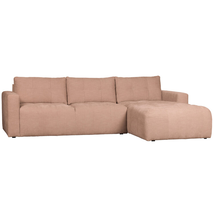 vtwonen vtwonen | Hoekbank rechts bar chaise longue geweven stof roze