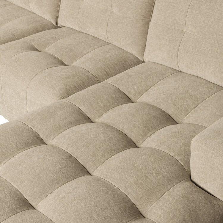 vtwonen vtwonen | Hoekbank rechts bar chaise longue geweven stof zand