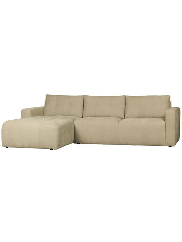 vtwonen vtwonen | Hoekbank links bar chaise longue geweven stof zand