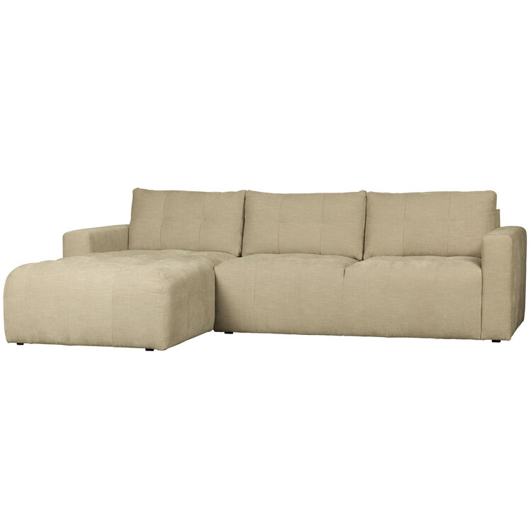 vtwonen vtwonen | Hoekbank links bar chaise longue geweven stof zand