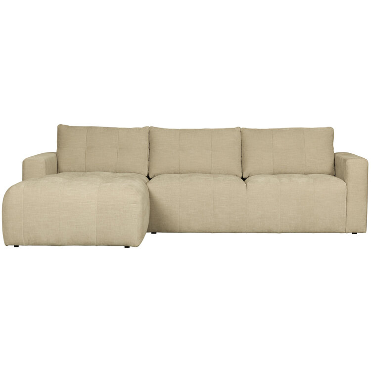 vtwonen vtwonen | Hoekbank links bar chaise longue geweven stof zand