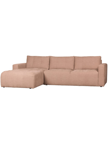 vtwonen vtwonen | Hoekbank links bar chaise longue geweven stof roze