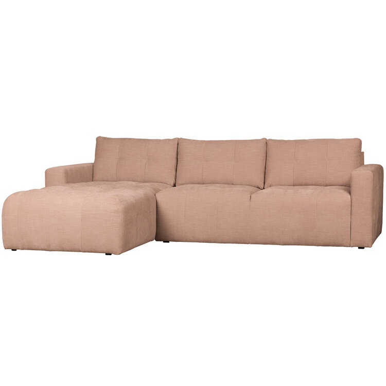 vtwonen vtwonen | Hoekbank links bar chaise longue geweven stof roze